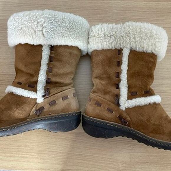 UGG Elijo Leather Sheepskin Boots Shearling Sherpa Mid Calf Warm - Picture 9 of 11
